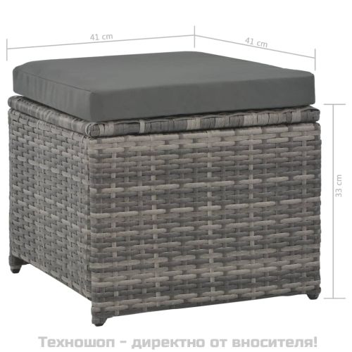 Градински комплект с възглавници, 7 части, полиратан, сив