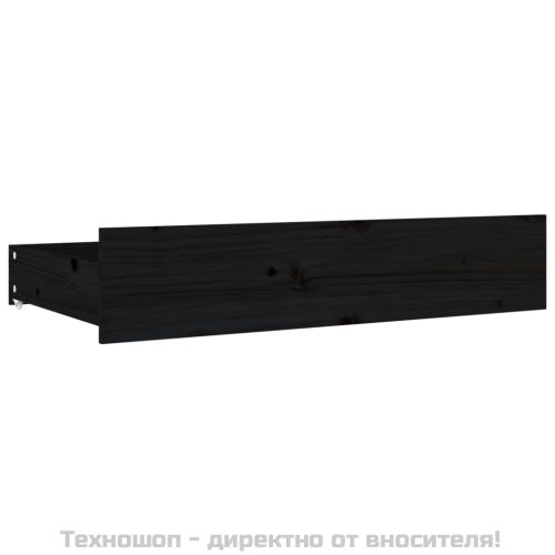 Чекмеджета за легло, 4 бр,Черен, бор масив