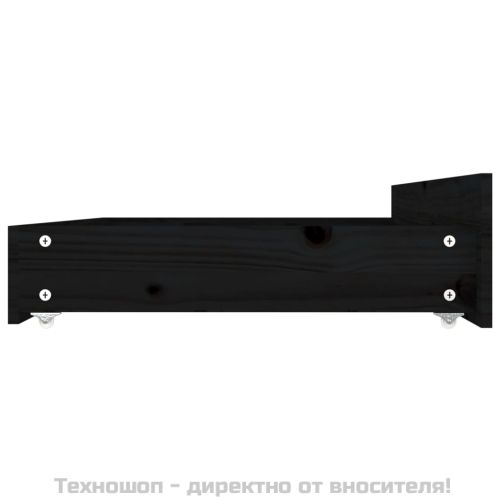 Чекмеджета за легло, 4 бр,Черен, бор масив