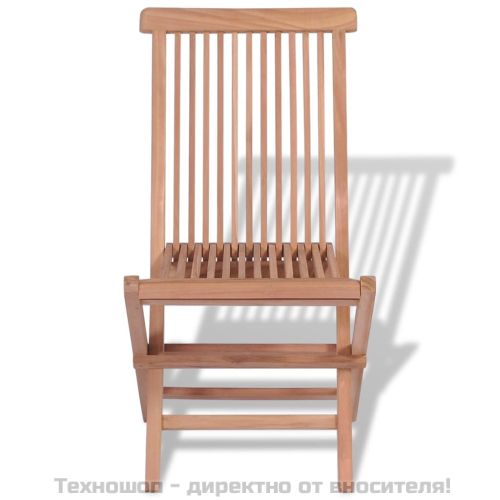 Сгъваеми градински столове, 4 бр, тиково дърво масив