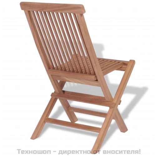 Сгъваеми градински столове, 4 бр, тиково дърво масив