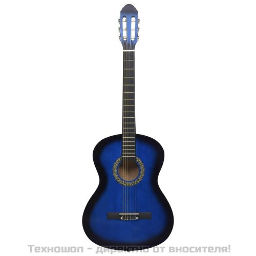 Комплект класическа китара за начинаещи от 12 части син 4/4 39"