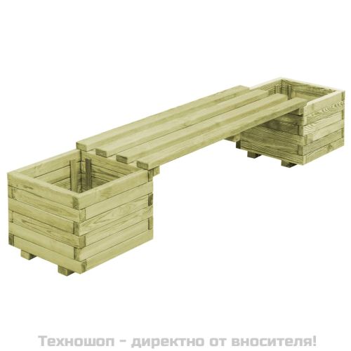 Градинска пейка със саксии, импрегнирана борова дървесина