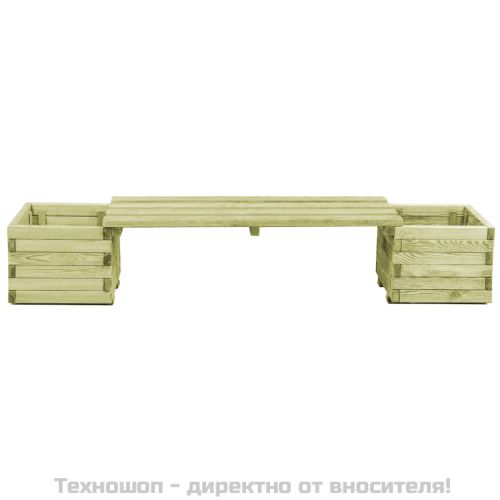 Градинска пейка със саксии, импрегнирана борова дървесина