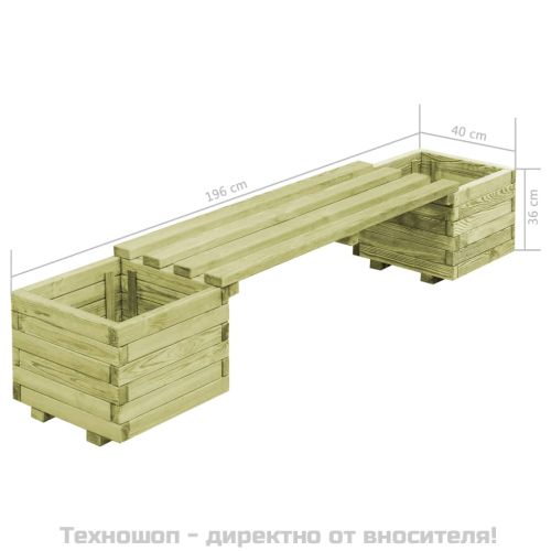 Градинска пейка със саксии, импрегнирана борова дървесина