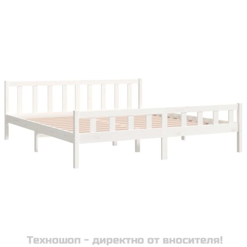 Рамка за легло, бяла, бор дърво масив, 160х200 см
