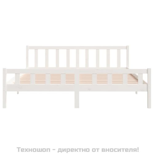 Рамка за легло, бяла, бор дърво масив, 160х200 см