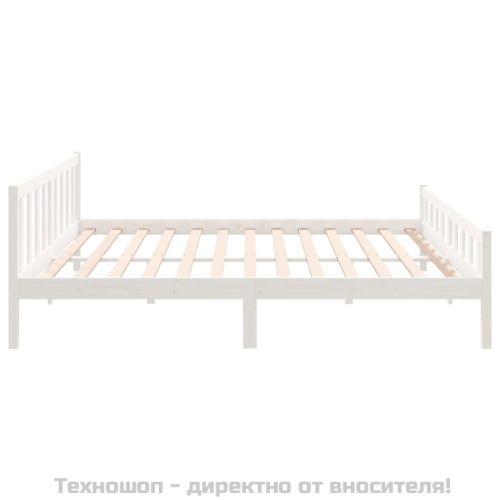Рамка за легло, бяла, бор дърво масив, 160х200 см