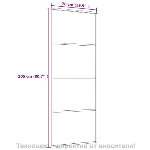 Плъзгаща се врата матирано ESG стъкло/алуминий 76x205 см черна