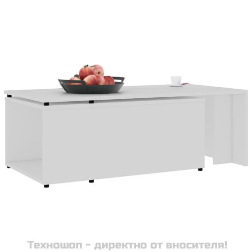 Маса за кафе, бяла, 150x50x35 см, инженерно дърво