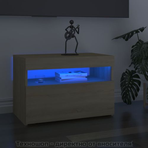 ТВ шкаф с LED осветление, дъб сонома, 60x35x40 см