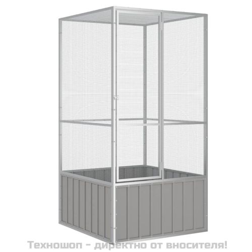 Клетка за птици сива 111x107x211,5 см поцинкована стомана