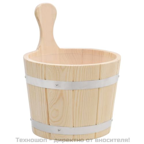 Комплект кофа и черпак за сауна, масивно борово дърво