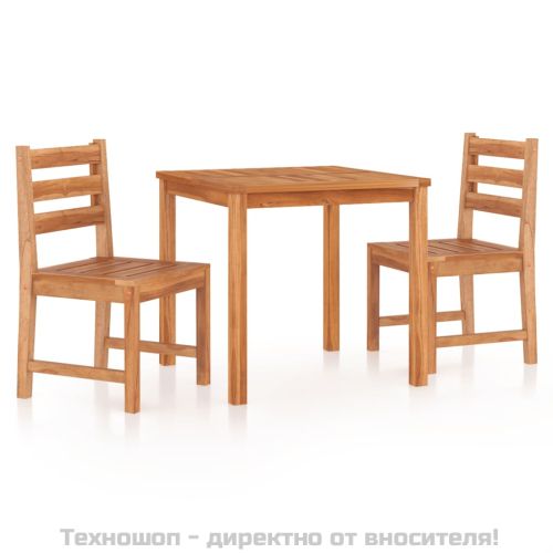 Градински трапезен комплект, 3 части, тиково дърво масив