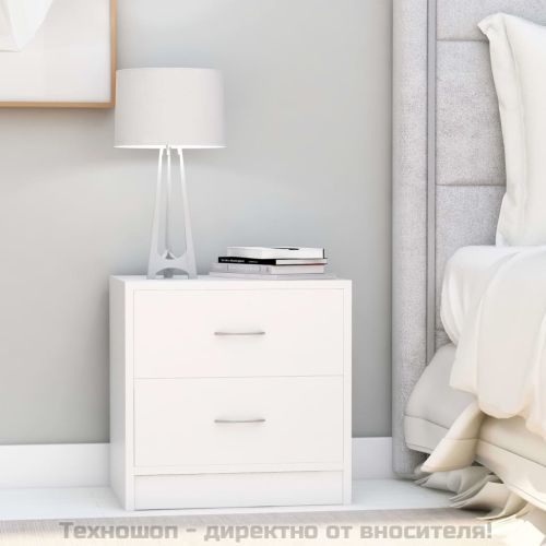 Нощно шкафче, бяло, 40x30x40 см, инженерно дърво