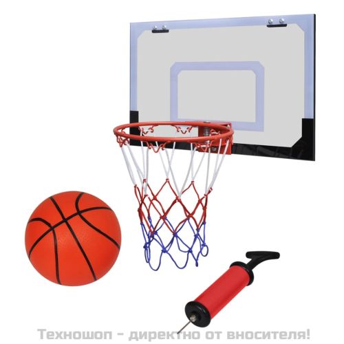 Мини баскетболен кош за закрито в комплект с топка и помпа