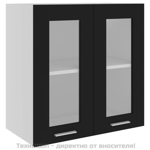 Висящ стъклен шкаф "Lyon", черен, 60x31x60 см, инженерно дърво