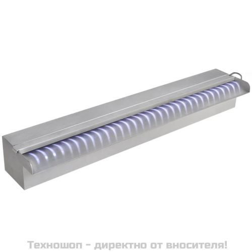 Правоъгълен фонтан за басейн, LED, неръждаема стомана, 60 см