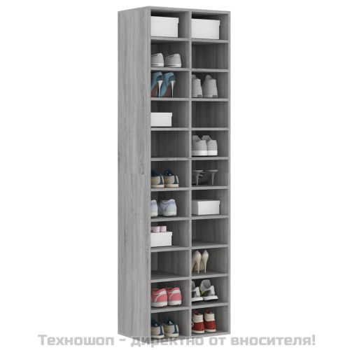 Шкаф за обувки, сив сонома, 54x34x183 см, инженерно дърво