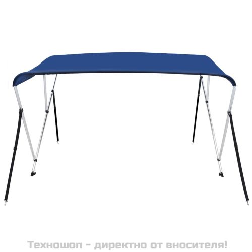 Тента за лодка, 3 дъги, синя, 183x140x137 см