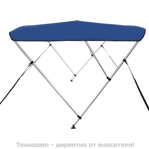 Тента за лодка, 3 дъги, синя, 183x140x137 см