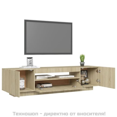 ТВ шкаф с LED осветление, дъб сонома, 160x35x40 см