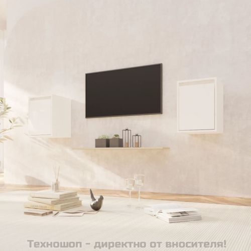 Стенни шкафове, 2 бр, бели, 30x30x40 см, бор масив