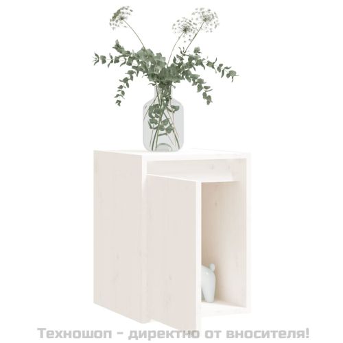 Стенни шкафове, 2 бр, бели, 30x30x40 см, бор масив