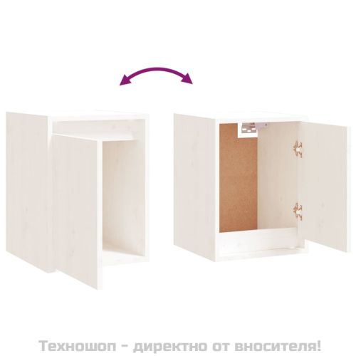 Стенни шкафове, 2 бр, бели, 30x30x40 см, бор масив
