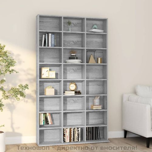 Етажерка за дискове сив сонома 102x23x177,5 см инженерно дърво
