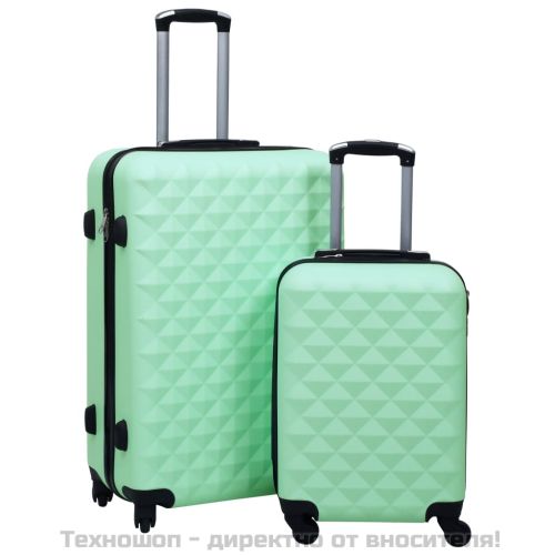 Комплект твърди куфари с колелца, 2 бр, мента, ABS