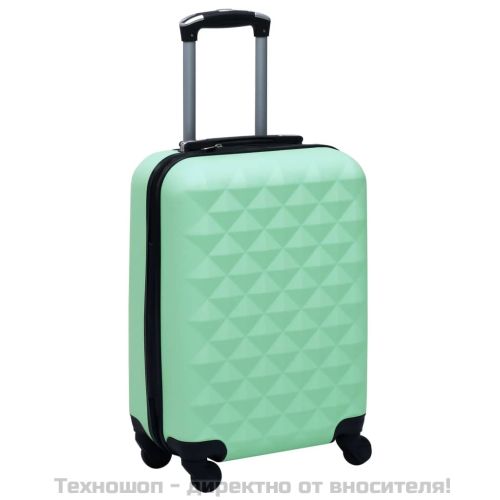 Комплект твърди куфари с колелца, 2 бр, мента, ABS