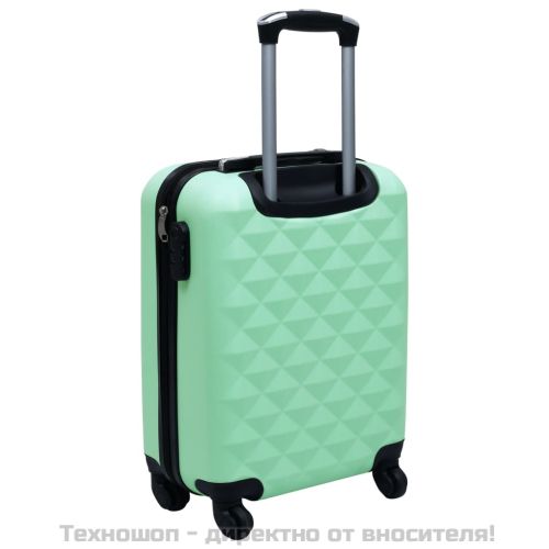 Комплект твърди куфари с колелца, 2 бр, мента, ABS