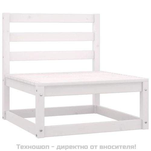 Градински лаундж комплект 3 части с възглавници бял бор масив