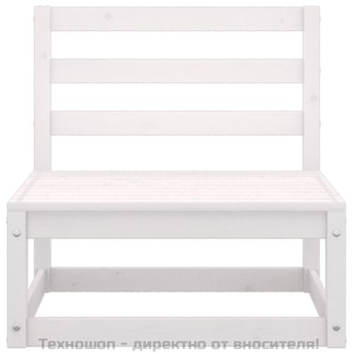 Градински лаундж комплект 3 части с възглавници бял бор масив