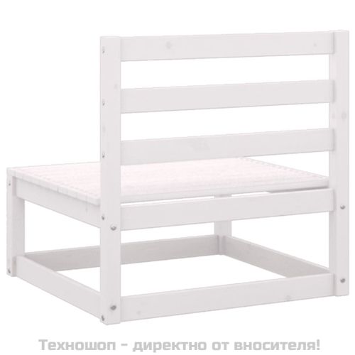 Градински лаундж комплект 3 части с възглавници бял бор масив