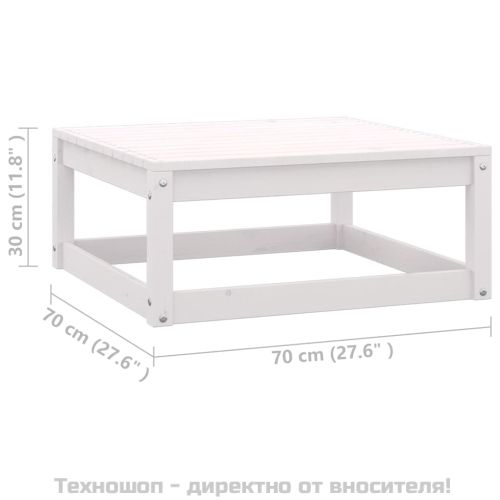 Градински лаундж комплект 3 части с възглавници бял бор масив