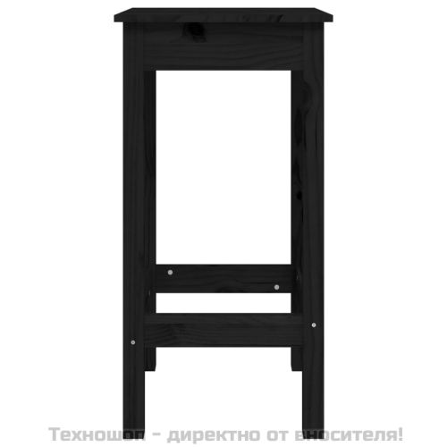 Бар столове 2 бр черни 40x40x78 см борово дърво масив