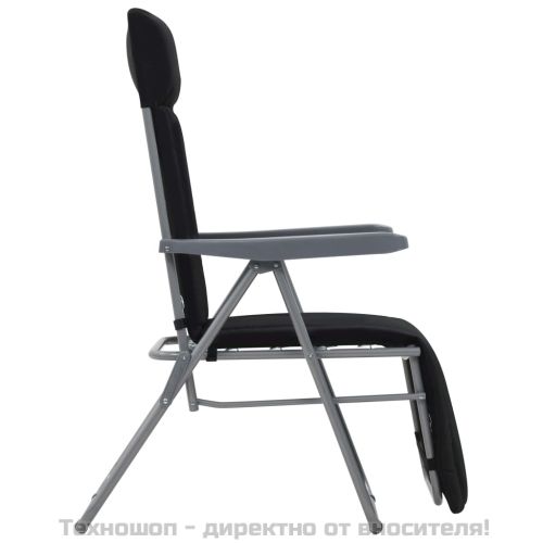 Сгъваеми градински столове с възглавници, 2 бр, черни
