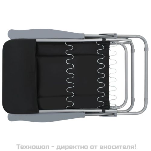Сгъваеми градински столове с възглавници, 2 бр, черни