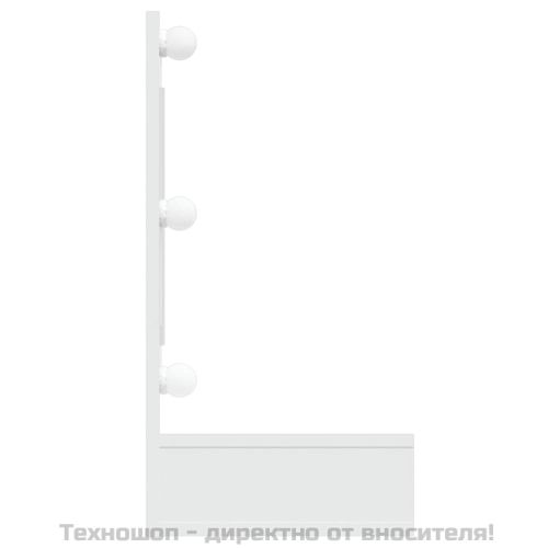 Огледален шкаф с LED, бял, 90x31,5x62 см
