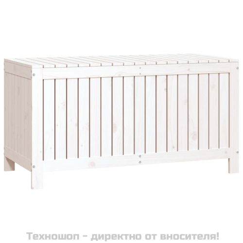 Градинска кутия за съхранение, бяла, 121x55x64 см, бор масив