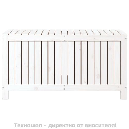 Градинска кутия за съхранение, бяла, 121x55x64 см, бор масив