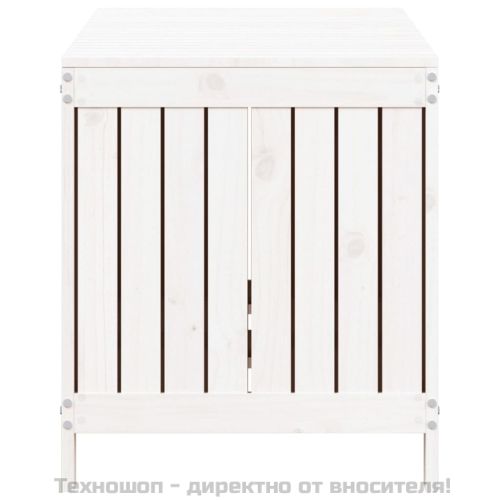 Градинска кутия за съхранение, бяла, 121x55x64 см, бор масив