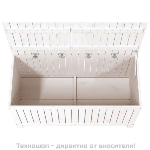Градинска кутия за съхранение, бяла, 121x55x64 см, бор масив
