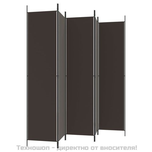 Параван за стая, 5 панела, кафяв, 250x220 см, плат