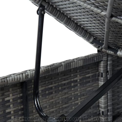 Шезлонг с шалте, полиратан, сив