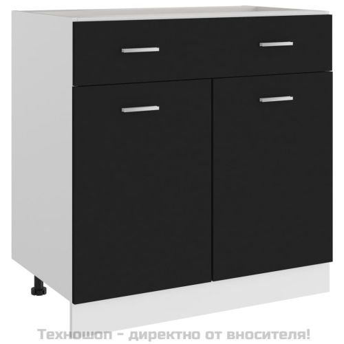 Шкаф с чекмеджета "Lyon", черен, 80x46x81,5 см, инженерно дърво