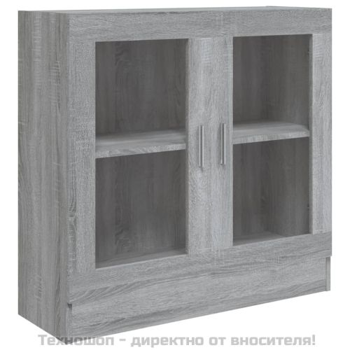 Шкаф витрина, сив сонома, 82,5x30,5x80 см, инженерно дърво
