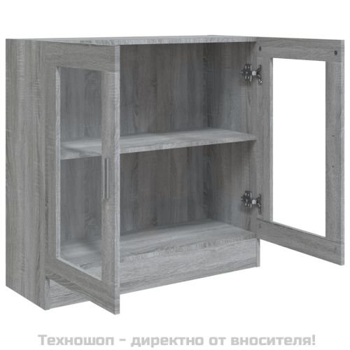 Шкаф витрина, сив сонома, 82,5x30,5x80 см, инженерно дърво